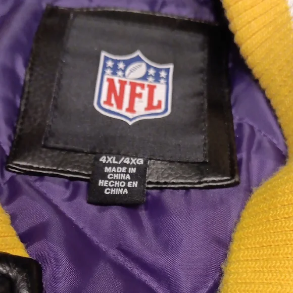 NFL Black and Purple Varsity Jacket with Yellow Accents - Picture 3 of 3